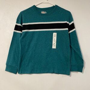 Cat & Jack Teal Stripe Long Sleeve Tee Boys Medium 8 Casual Skater